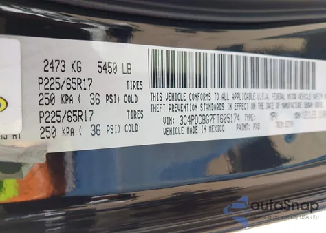 2015 Dodge Journey Sxt from USA, damaged, VIN 3C4PDCBG7FT605174